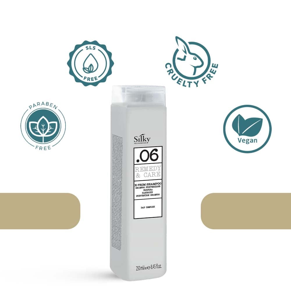 SILKY .06 X-TRIM SHAMPOO ANTI- DANDRUFF with Micro-Granules and Rosemary Extracts for Deep Cleansing and Scalp Balance (250 ML)/8.45oz