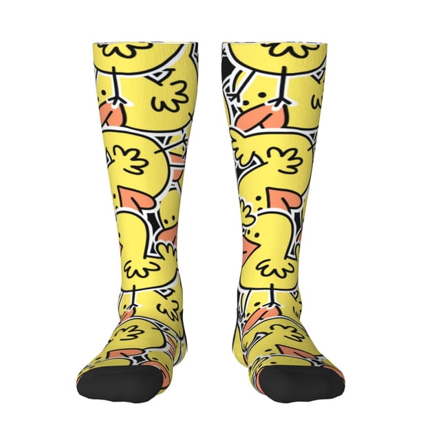 Fotbe Ducks Calcetas Divertidas Estampadas para Hombre y Mujer, Calcetas de Algodón hasta la Rodilla para Caminar, Correr, Enfermería y Embarazo