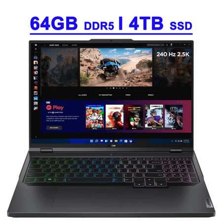 Lenovo Legion Pro 5 Premium Gaming Laptop 16" WQXGA 165Hz 100% sRGB Intel 16-Core i7-13700HX Processor 64GB DDR5 4TB SSD GeForce RTX4060 8GB Graphic RGB Backlit Rapid Charge Win11