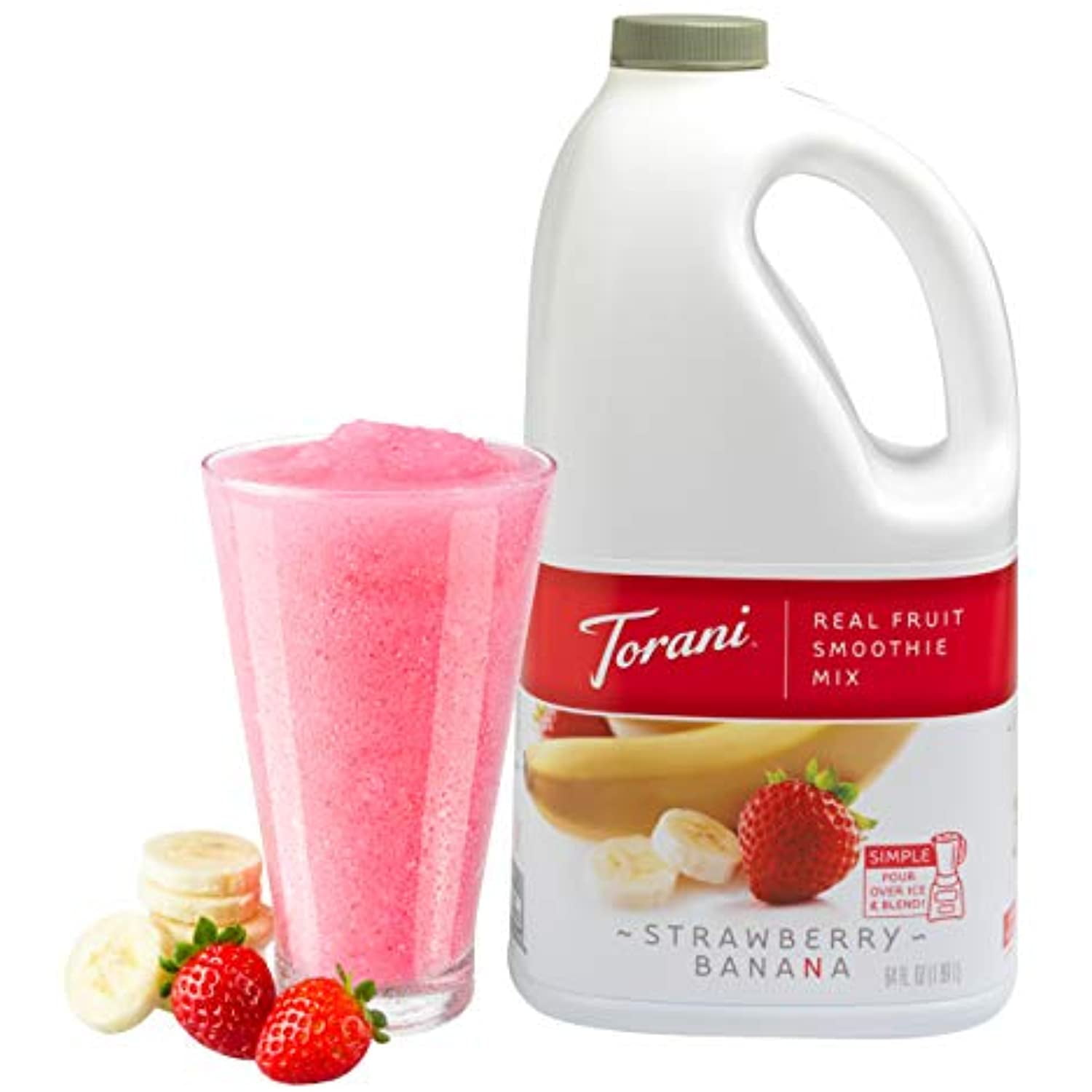 Torani Real Fruit Smoothie Mix, Strawberry Banana, 64 Ounce