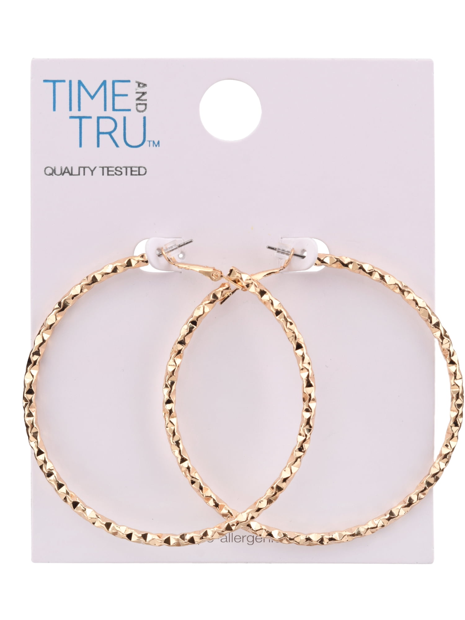 Time and Tru Adult Women's Gold Tone Textured Metal Hoop Earring