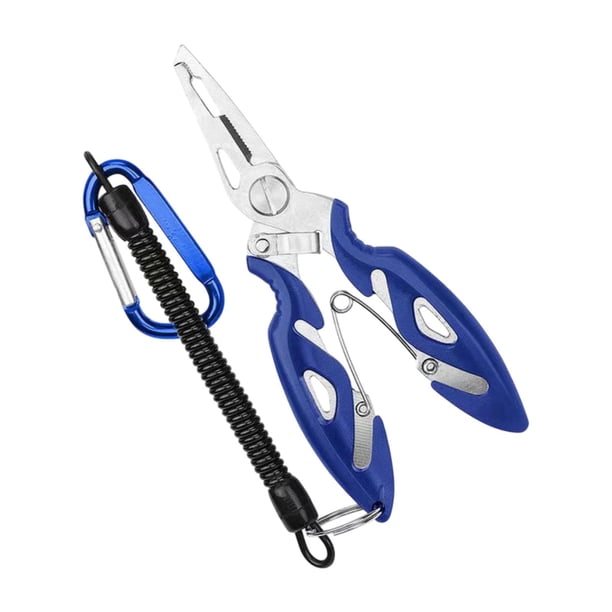Alicates de pesca con gadget de cordón herramienta de regalo para mango no lipado anillos de corte de la línea de la línea alicates para eliminación de gancho pesca con mosca azul