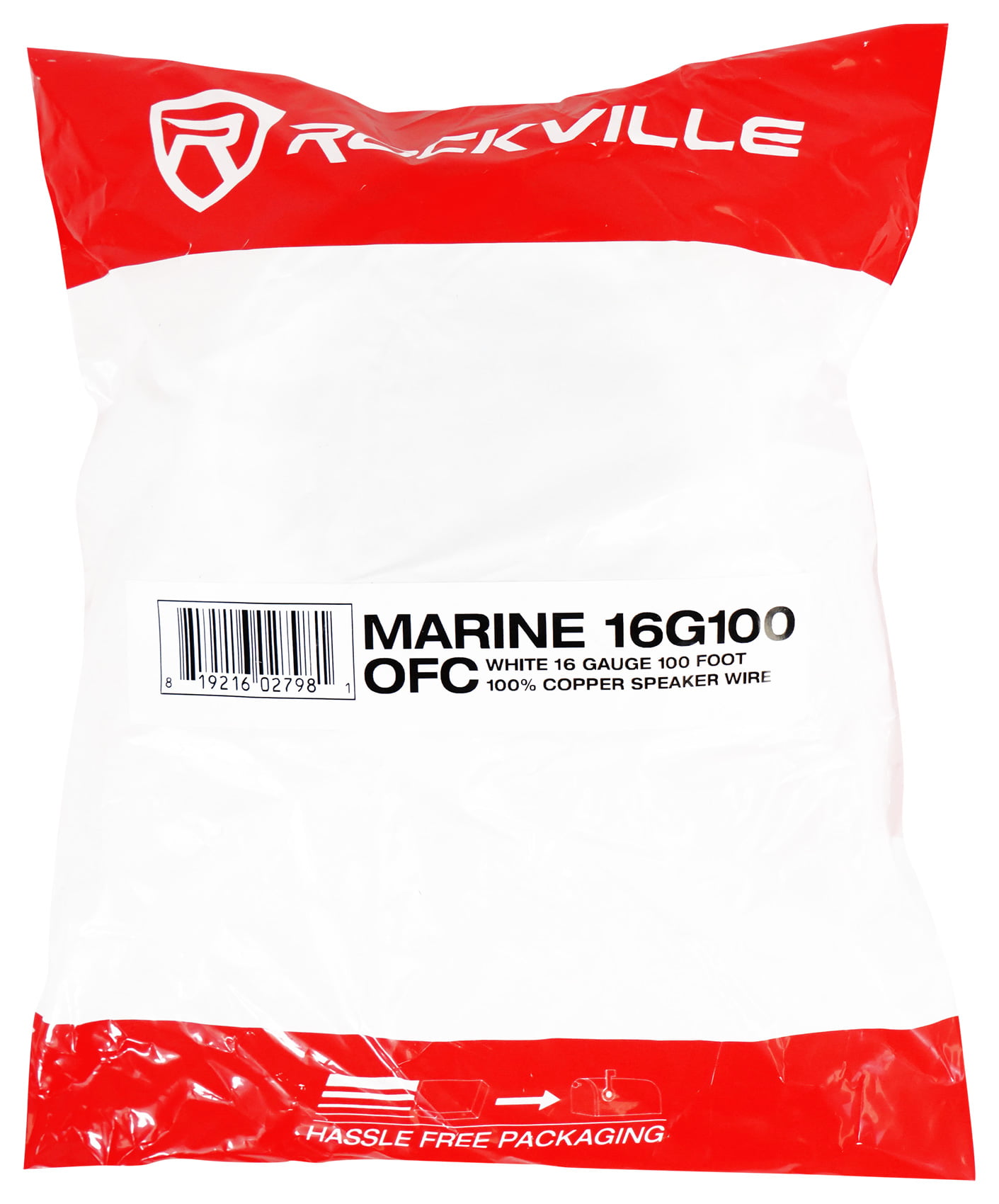 Rockville Marine 16G100 OFC 16 Gauge 100 Foot 100% Copper Speaker Wire White