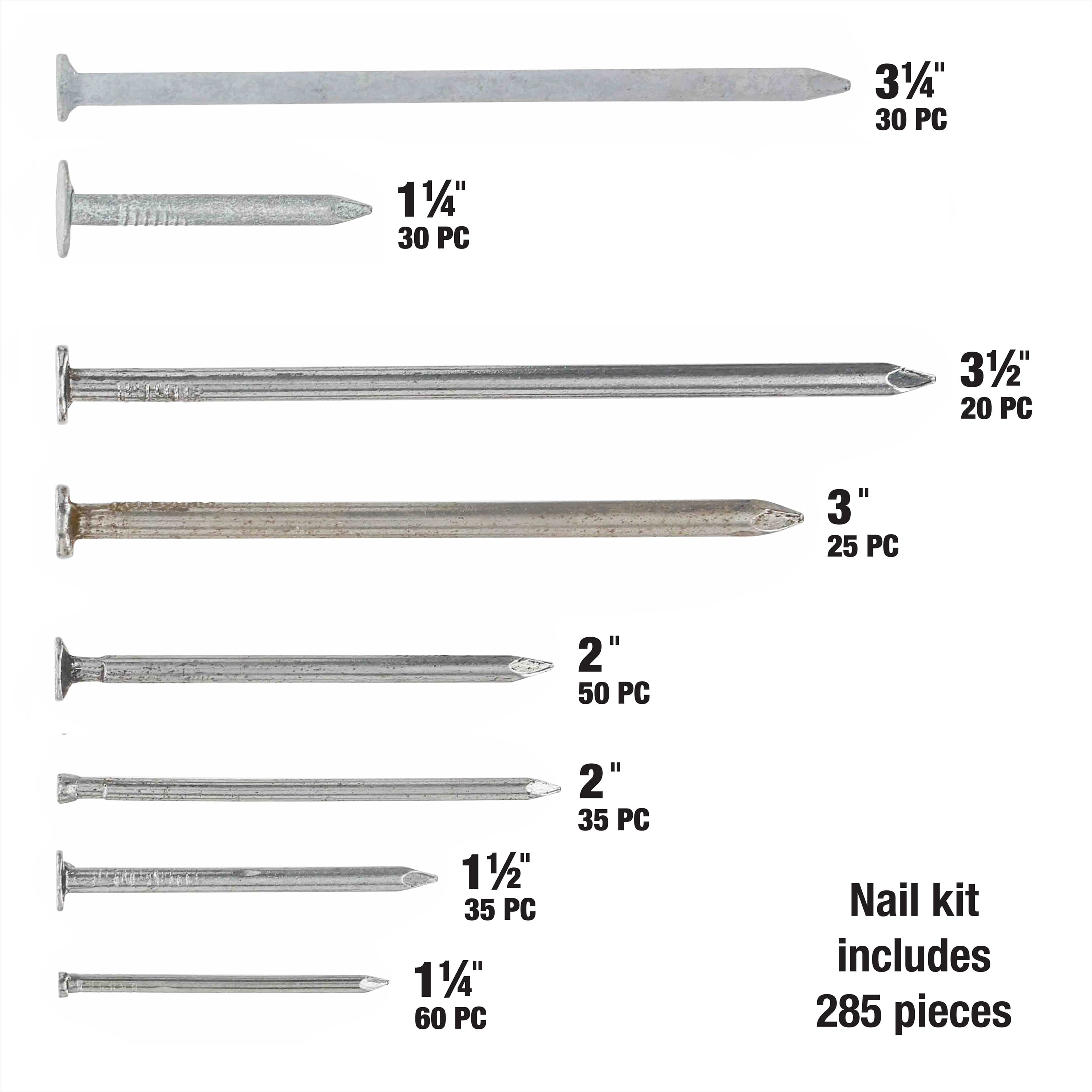 Fas-n-tite Interior and Exterior Screw Assortment Kit, Various Sizes, Steel, Bright and Galvanized, Silver, 285 pack