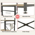 thumbnail image 3 of Bestier Baker's Rack with 4 Tier Storage Shelf, Microwave Stand Kitchen Organizer with 8 Hooks, Coffee Bar Cart for Kitchen Storage, Oak, 3 of 10