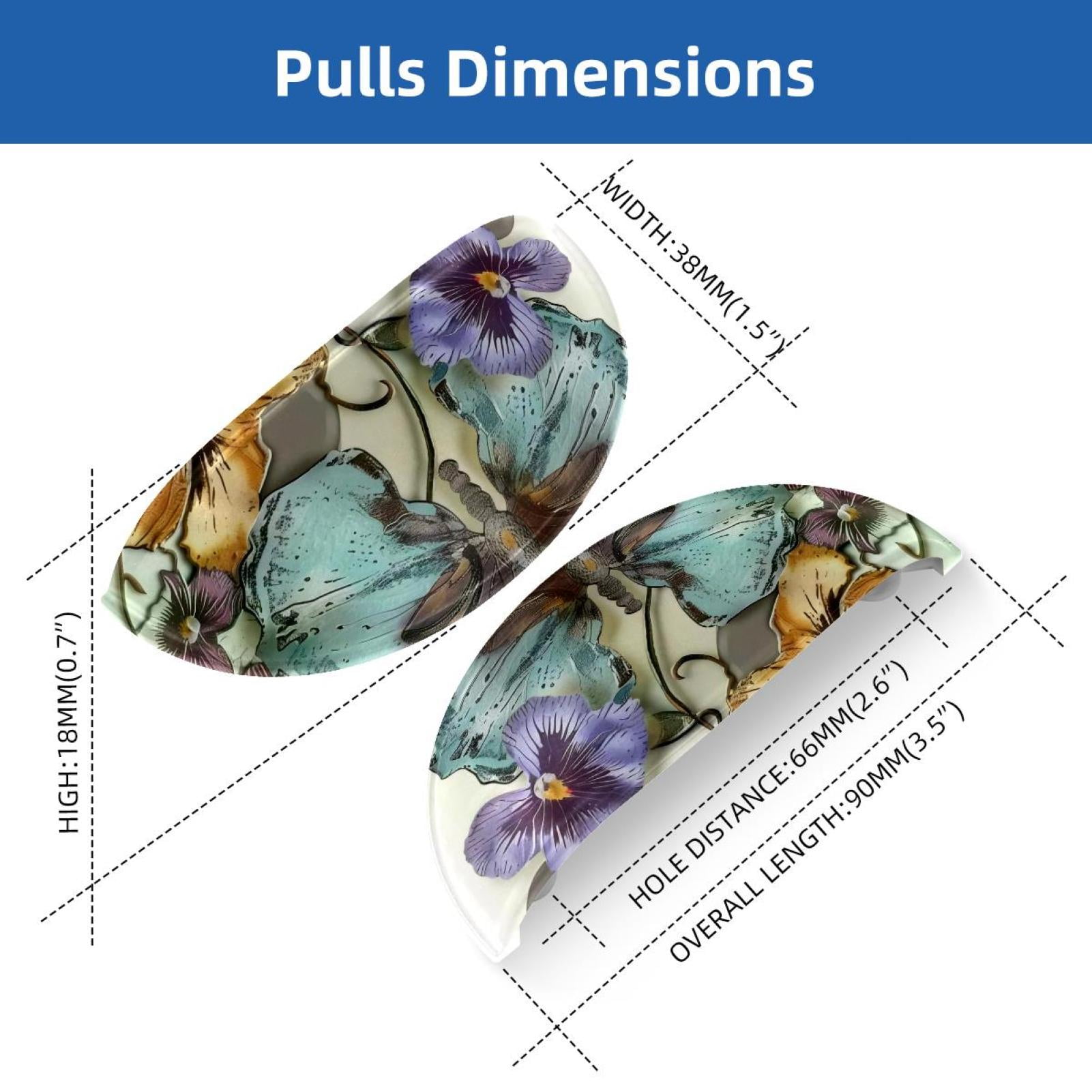 PhooArto 6 Pcs Cup Drawer Pulls, Violets and Butterfly Floral Shell Shape Handles Cabinet Knobs for Dresser Cupboard Closet Wardrobe with Screws
