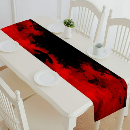 

ABPHQTO Red Graphic Watercolor Grunge Table Runner Placemat Tablecloth For Home Decor 14x72 Inch