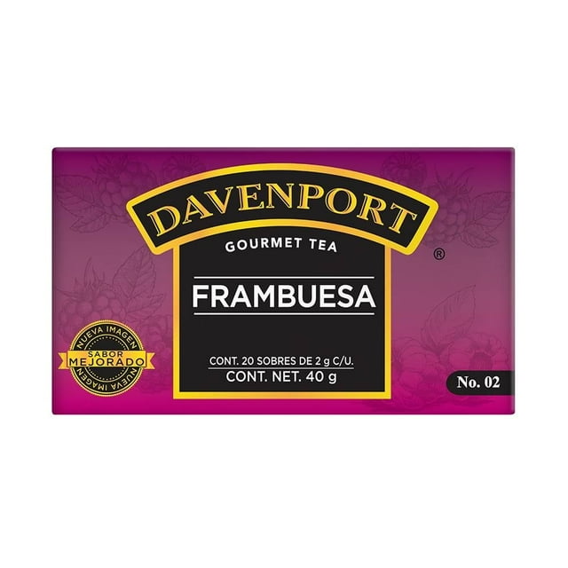 Té gourmet Davenport frambuesa 20 sobres de 2 g c/u