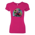 thumbnail image 2 of Colorful Neon Seal Animal Lover Womens Slim Fit Junior Tee, Raspberry, Small, 2 of 3