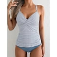 thumbnail image 3 of WQD Women's Tankini Swimsuits 2 Piece Ruched Tummy Control Bathing Suits V Neck Wrap Tie Back Swimwear, Size Down Recommended, 3 of 6