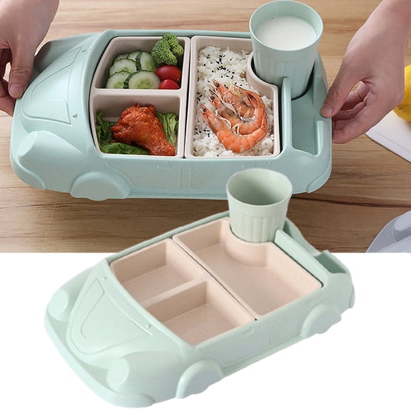 Fmxomd Cute Split Design Set Bowl Tableware Dinneractive Dining Set For Kids,Car Dinnerware Race Car Utensils,Toddler Plates,Baby Dishes