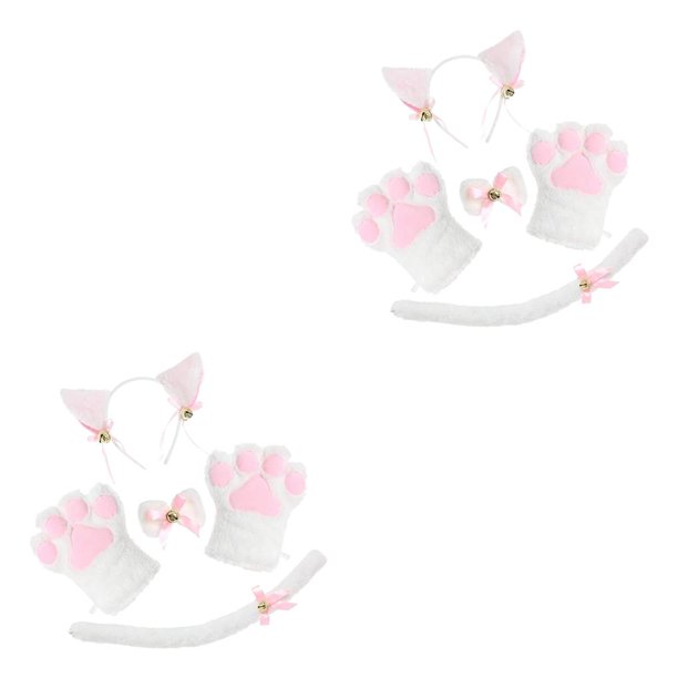 Guardurnaity Anime Cat Costume Cosplay Animal Accessories Headband Fancy Party Ears Dress 2piezas Naranja L