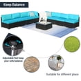 thumbnail image 4 of Cozyhom 9-Piece Wicker Patio Combo Conversation Set with Blue Cushions, 4 of 8