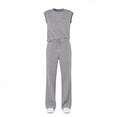 thumbnail image 4 of Lounge Sets for Women Casual 2 Piece Drawstring Long Pants with Pockets Round Neck Sleeveless High Elasticity Loose Set, 4 of 4