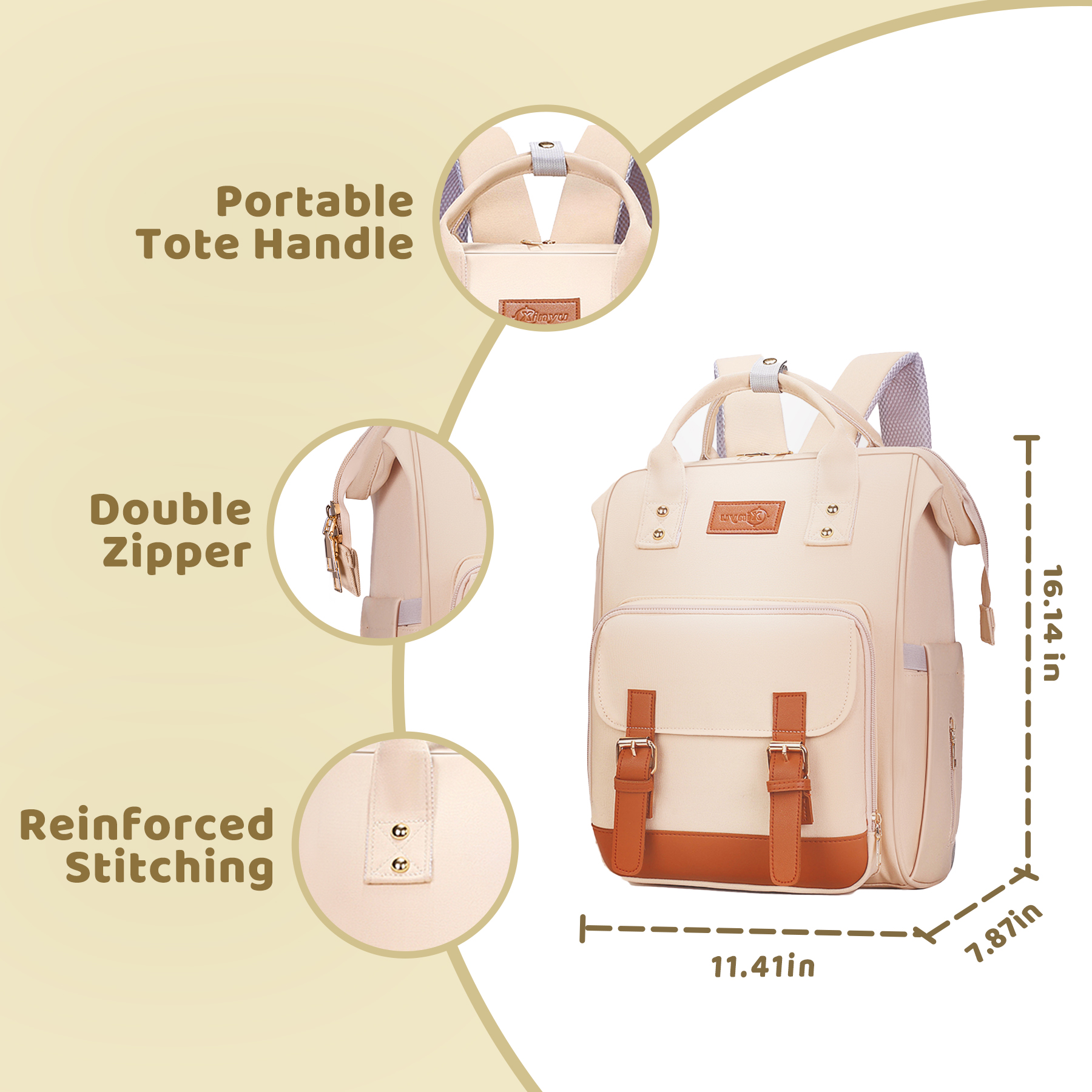 stillithou Diaper Bag Backpack for Women, Large Capacity Baby Diaper Backpack with Wet Dry Pockets, Stroller Straps & Insulated Pockets - Travel Daily Use Shopping, Khaki