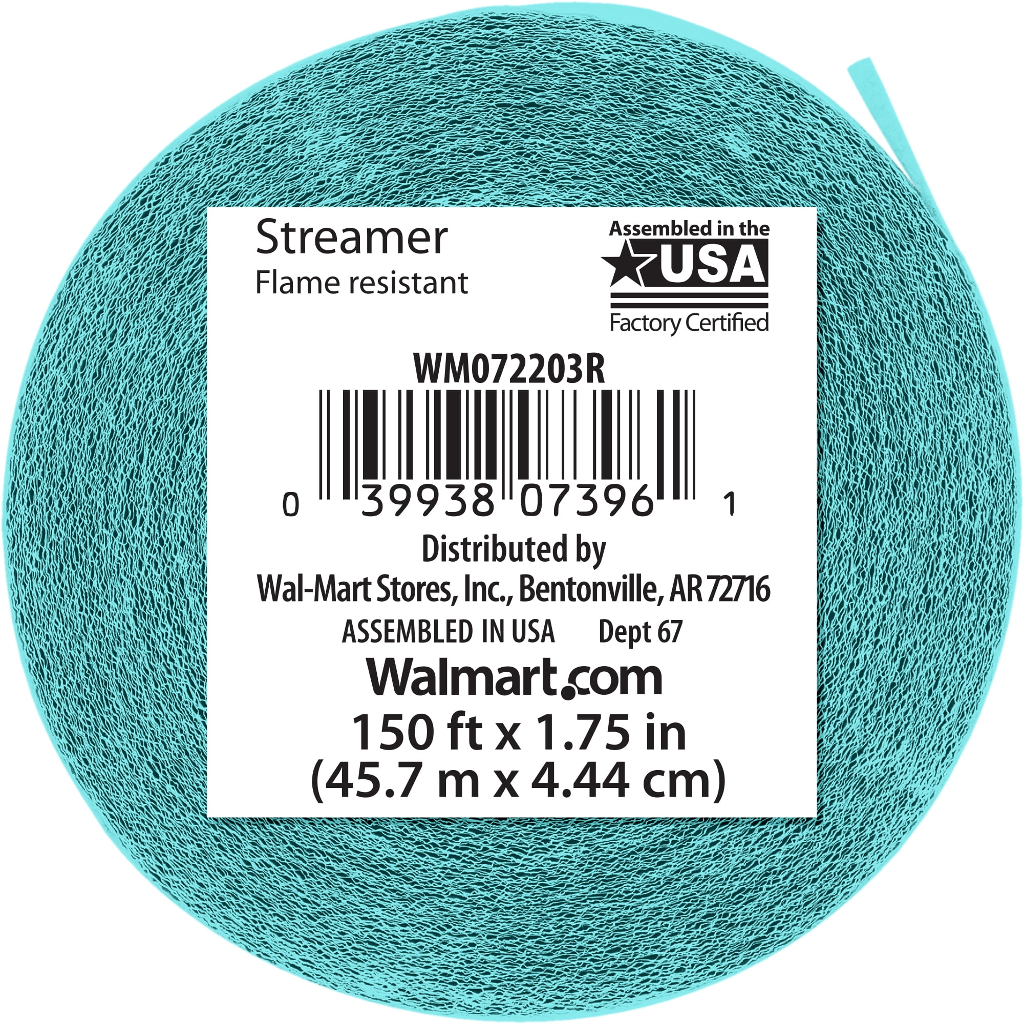 Turquoise Paper Party Streamer, 150', by Way To Celebrate