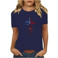 thumbnail image 2 of Cavosen American Flag Shirt Women Petite Independence Day Short Sleeve Crewneck Shirts USA Flag Graphic Tops Lady S 4th of July Casual T Shirts Red White and Blue Tunic Tees 2025 Patriotic Outfits, 2 of 8