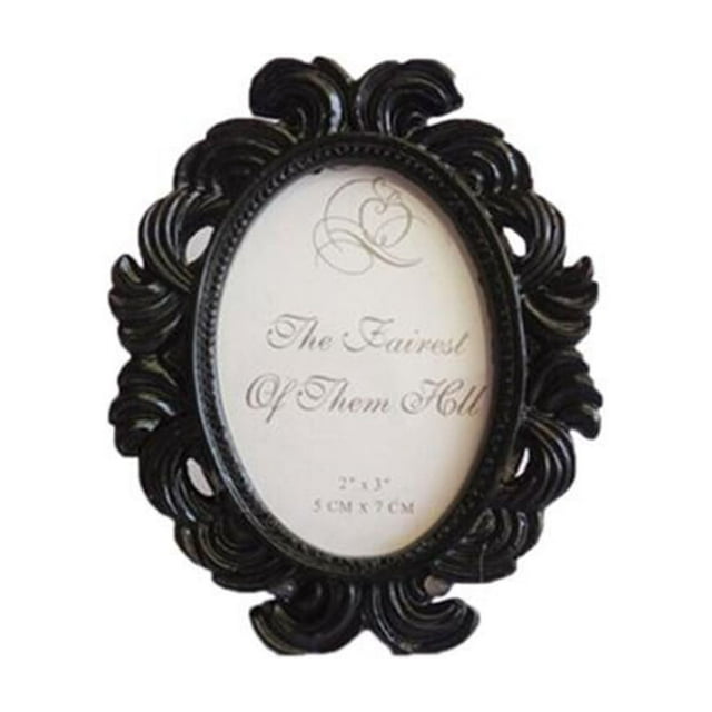 Marco ovalado barroco en resina negra para fotos de 5x4.9cm - Decoración elegante para pared o escritorio