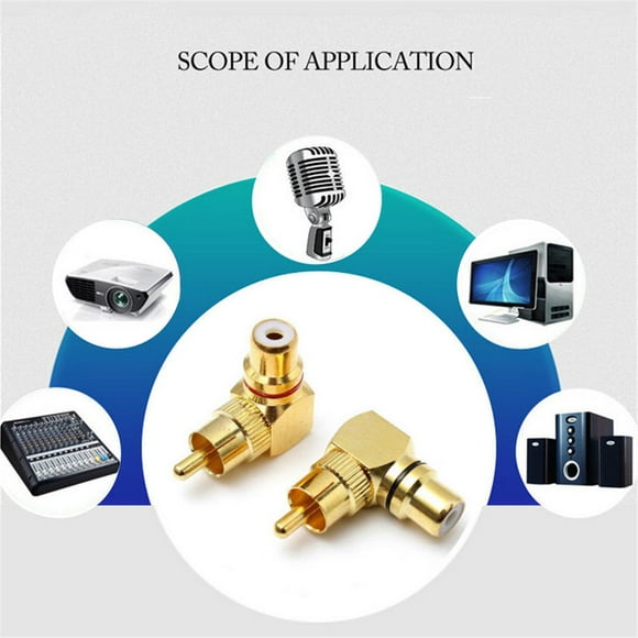 RCA Male to Female Connector Plug RCA Right Angle Adaptor Copper Audio Connector