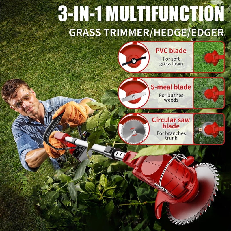 XXLYY Electric Weed Wacker, 3 in 1 Cordless Grass Trimmer with 2 X 21V 2000mAh Batteries, Lightweight String Trimmer for Garden and Yard Lawn