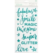 American Crafts Solid Blue Foam Thickers Sparkle Phrase Stickers, 19 Piece