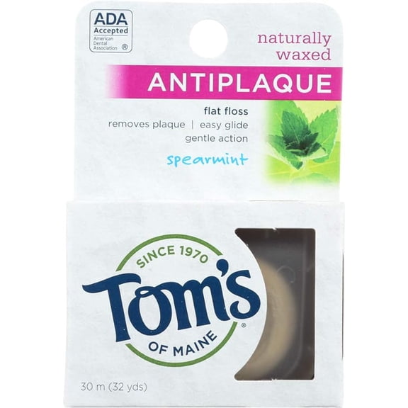 Tom's of Maine Naturally Waxed Anti-Plaque Flat Floss Spearmint 32 Yards (Pack of 5)