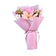 thumbnail image 1 of Ramo de flores de crochet con decoración de bolsas de papel Arreglos florales Ramo de punto Rosa, 1 of 9