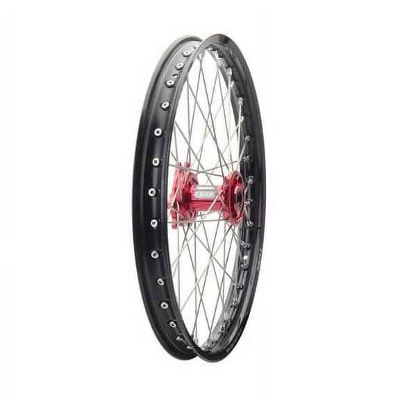 Impact Complete Wheel - Front 21 x 1.60 Black Rim/Silver Spoke/Red Hub For Yamaha