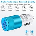 thumbnail image 2 of Car Charger,AILKIN 3Pack 3.4A Dual Port USB Car Charger Adaptor for iPhone Charging Cigarette Lighter Socket Adapter,Blue, 2 of 6