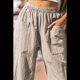 thumbnail image 4 of Pantalones de Verano para Mujer, Estilo Palazzo, Holgados, de Cintura Alta, Estampados, para Vacaciones en la Playa Caqui XL, 4 of 8