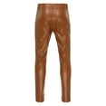 thumbnail image 4 of Oyolan Men's Leather Pants Slim Fit Biker Pants Motorcycle Jeans Rocker Party Club Wear Brown M/30, 4 of 6