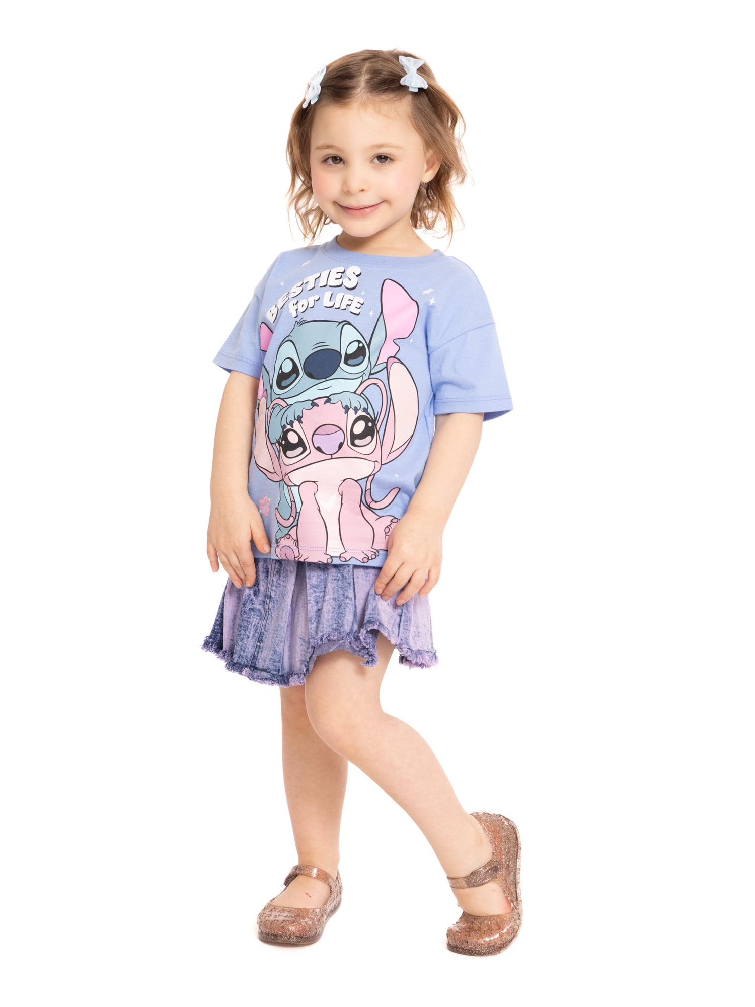 Disney Lilo and Stitch Toddler Graphic Crewneck Tee with Short Sleeves, Sizes 12M-5T