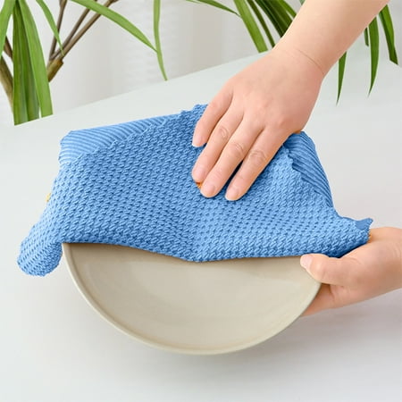 Vggrvlo 4PCS Kitchen Towels Super Soft and Absorbent Dish Towels for Bathroom Blue 12x12 Inches