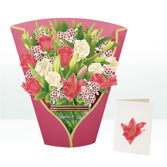 Tarjeta de agradecimiento floral del día de la madre y la maestra Tarjeta emergente 3 D (en la pubertad temprana)