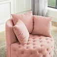 thumbnail image 5 of DEALTOPS Velvet Upholstered Swivel Chair for Living Room, with Button Tufted Design and Movable Wheels, Including 3 Pillows-Pink, 5 of 10