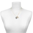 thumbnail image 2 of Delight Jewelry Silver-tone Enamel Zebra Print Heart - Large Goldtone Crystal Initial - B - Charm Necklace, 17.5"+2", 2 of 4