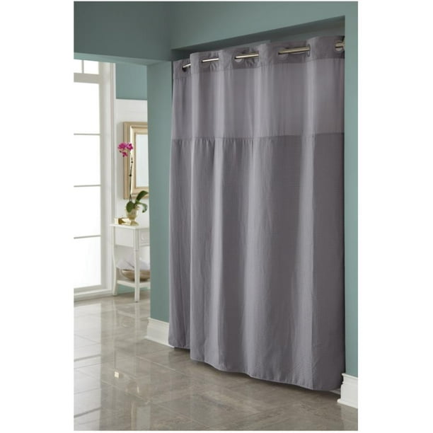 Hookless Shower Curtain and Peva Liner / Grey / 71 x 74 