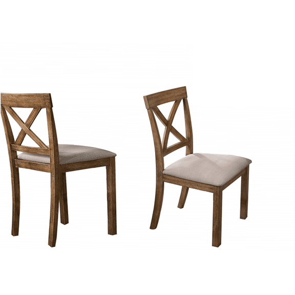 JERFIT Farmhouse Dining Chairs Set of 2, Brown Beige Upholstered Side Chairs with X Back Design for Kitchen, Dining Room