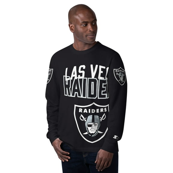 Men's Starter Black Las Vegas Raiders Clutch Hit Long Sleeve T-Shirt