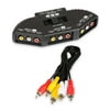 Fosmon Technology 3-Way Audio / Video RCA Switch Selector / Splitter Box & AV Patch Cable for Connecting 3 RCA Output Devices to Your TV
