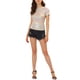 thumbnail image 2 of INSPIRAR CHIC Blusas de fiesta brillantes de manga corta texturizadas metálicas para mujeres XL Beige, 2 of 6