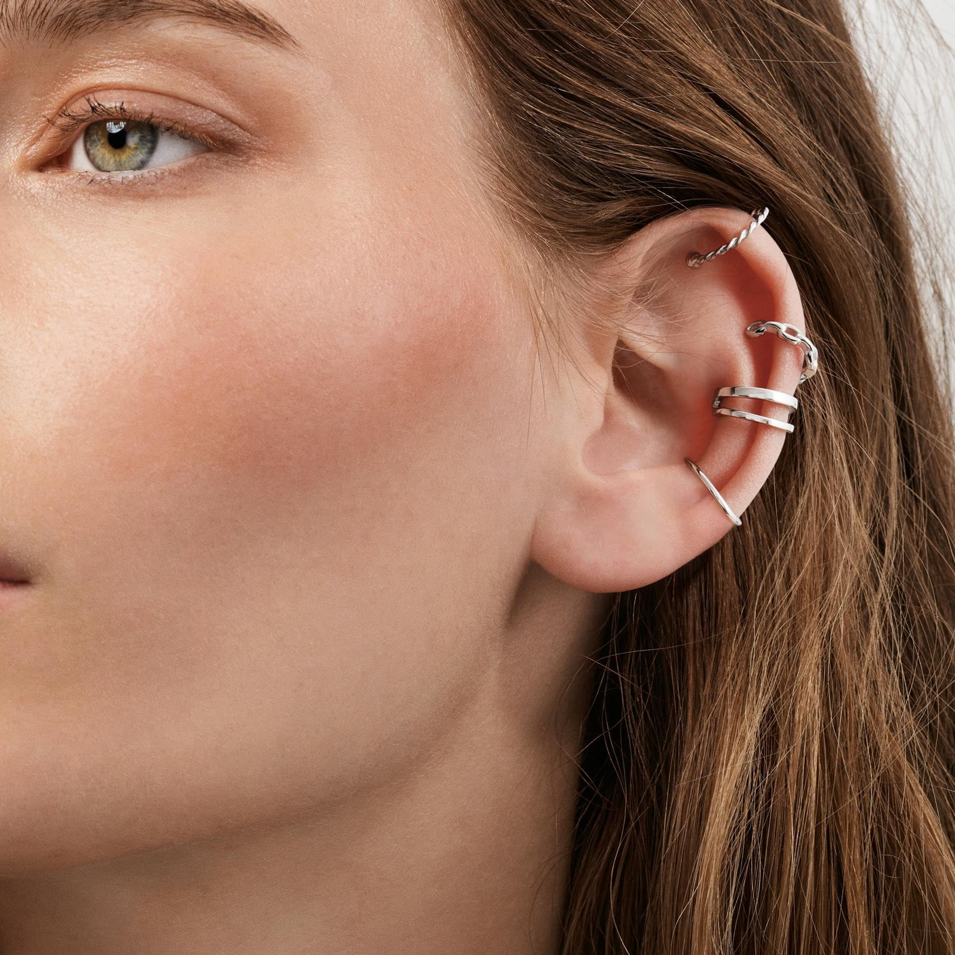 Chic & Artsy Cuff Earrings 925 Sterling Silver Ear Cuff Earrings Non-Piercing Fake Helix Cartilage Cuff Earrings