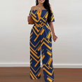 thumbnail image 1 of Vedolay Women'S Jumpsuits Womens Button Up Printed Long Wide Leg Pant Party Jumpsuits,Dark Blue M, 1 of 4