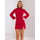 thumbnail image 4 of Vestido de Mujer con Mangas Largas Cruzadas, Volantes, Dobladillo Ajustado, Abertura, Cuello Medio Alto, Falda Corta, Cintura Ajustada. Rojo M, 4 of 9