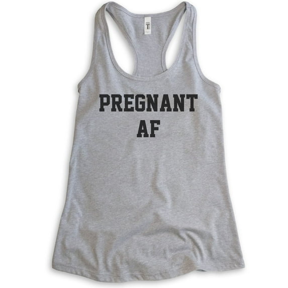 Pregnant AF Tank Top, Ladies Racerback Tank Top, Pregnancy Tank, New Mom Tank, Baby Announcement Tank, Heather Gray, Medium