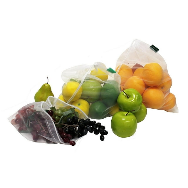 Earthwise Reusable Mesh Produce Bags SEETHROUGH Set of 9 ULTRA