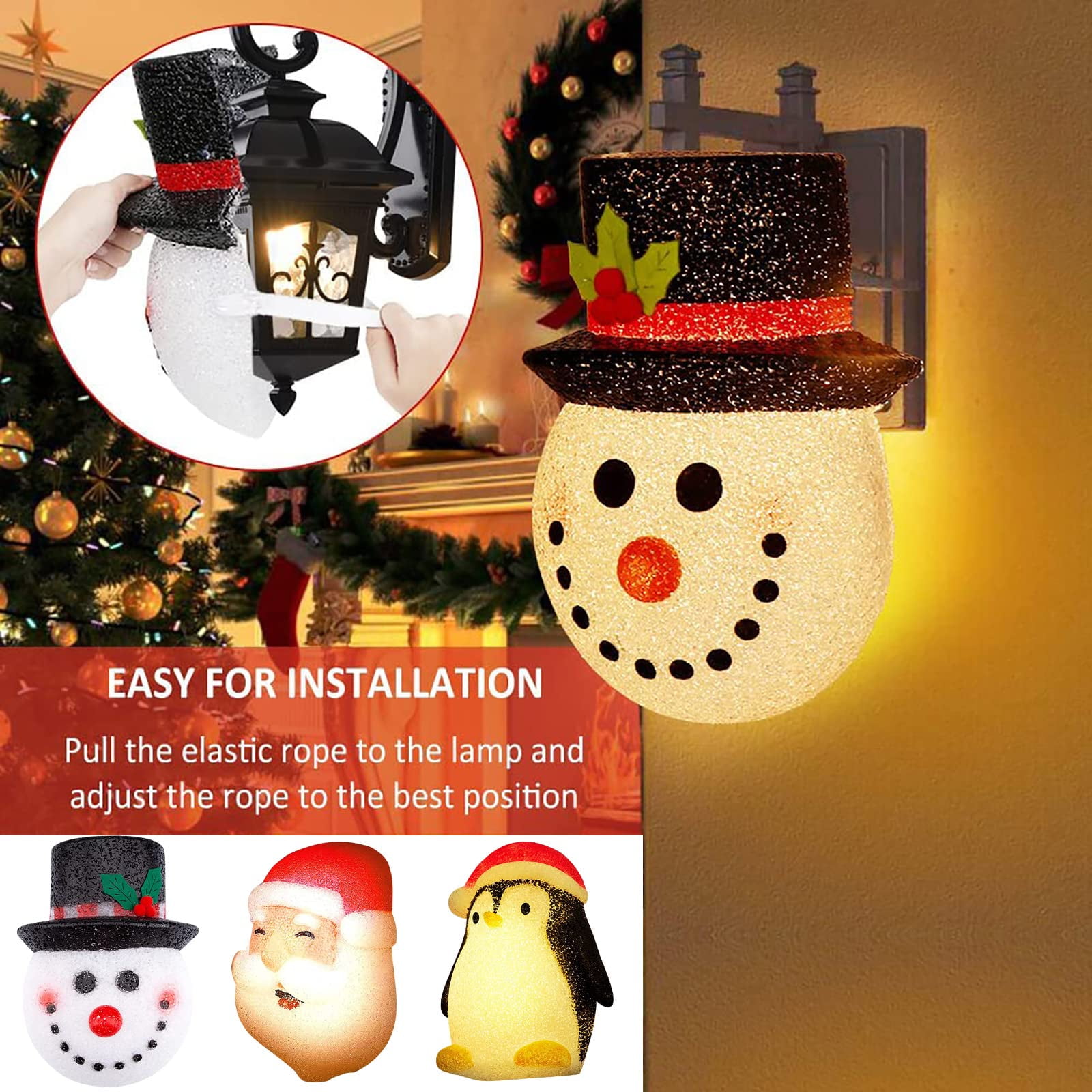 2 pieces Xmas decorated Christmas Porch Light Covers, Holiday Light Covers for Porch Lights