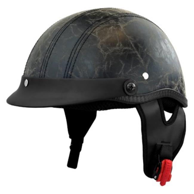 RS Helmets RS-8689-WornLeatherVisor-AXL PU Worn Leather Half Motorcycle