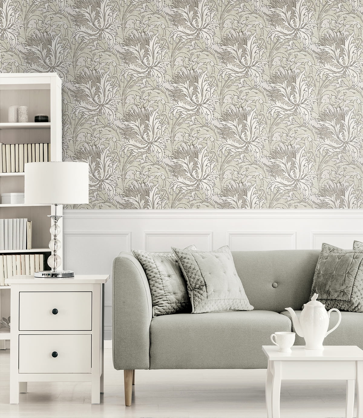 NextWall Lunar Rock & Pale Oak Floral Folly Peel and Stick Wallpaper