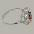 thumbnail image 4 of LBG British Made 18k White Gold Natural Garnet & Cultured Pearl Womens Statement Ring - 33 size options - Size 5.75, 4 of 6
